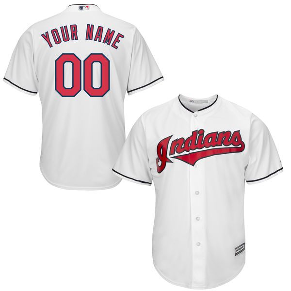 Youth Cleveland Indians Majestic White Custom Cool Base MLB Jersey->customized mlb jersey->Custom Jersey